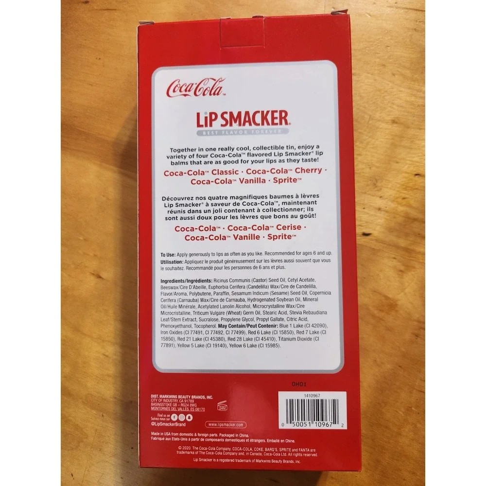 💄Coca Cola‎ Lip Smacker & Collectible Tin Card Holder Cherry Vanilla Sprite